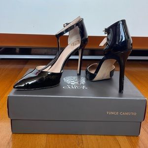 Vince Camuto Patent Leather T-Strap Heels